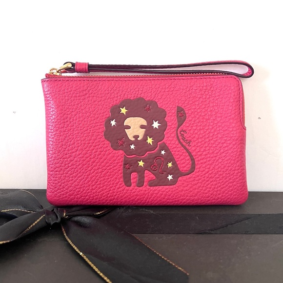 Coach Bags Coach Zodiac Corner Zip Wristlet With Leo Color